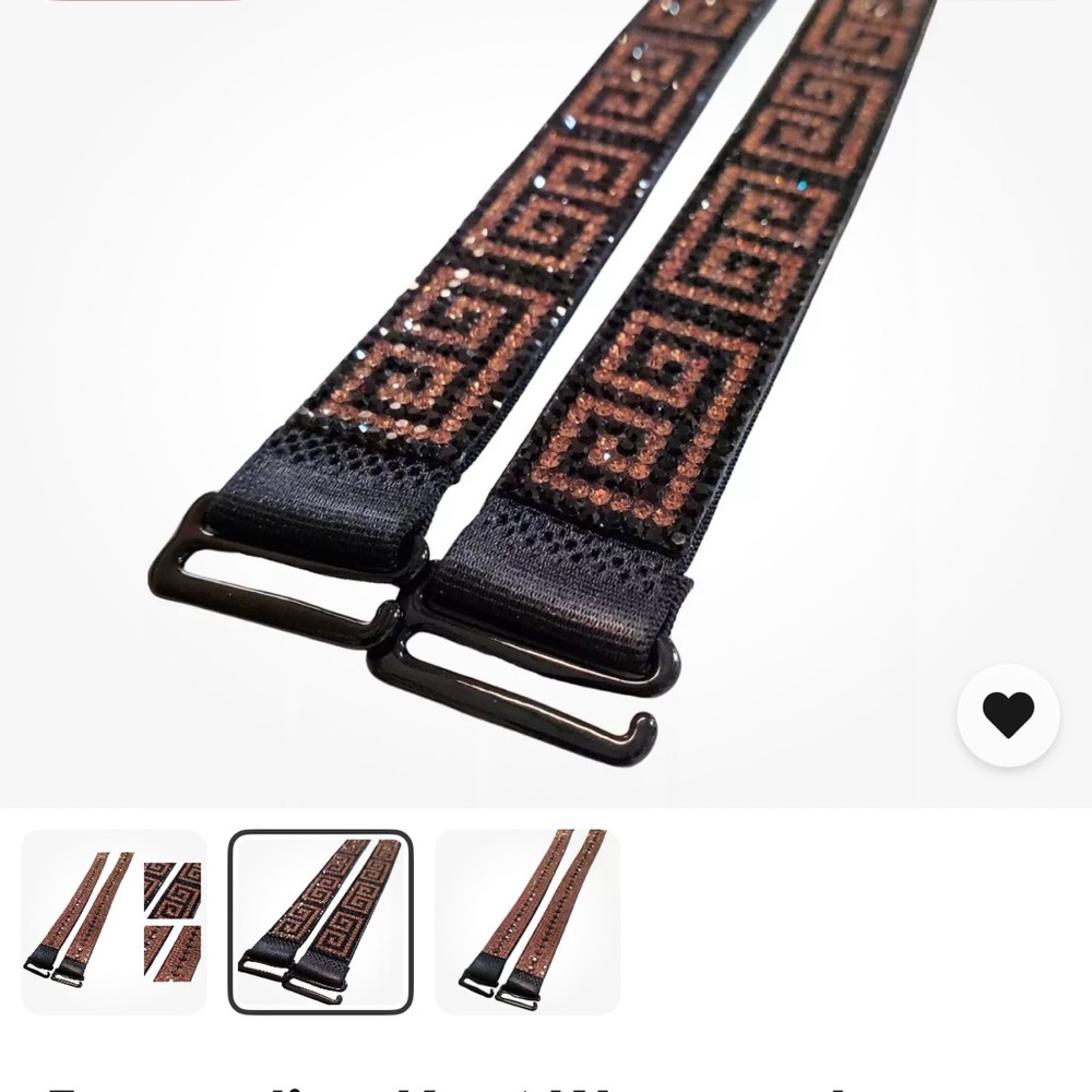 NEW Jacqueline Kent Le Crème Bra Straps! Black & Brown Crystal Bra Straps.